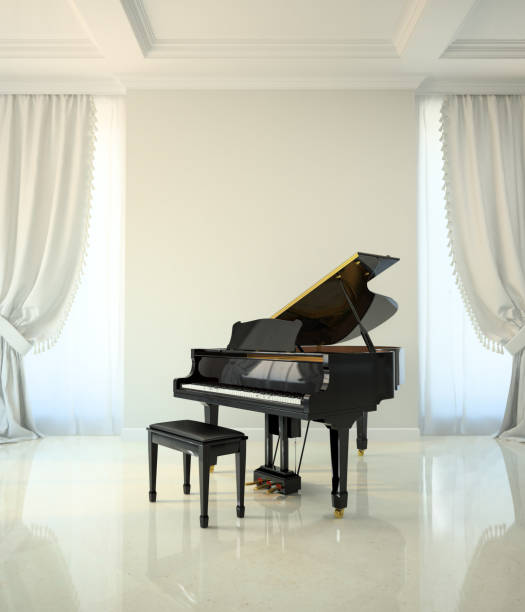 istock Room in classic style with black piano 879301668