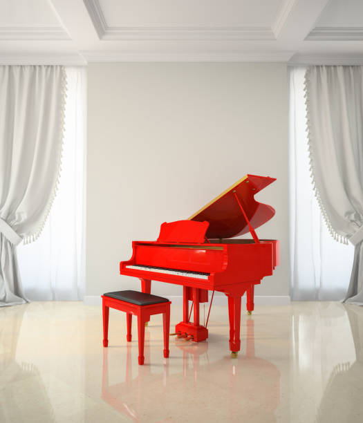 istock Room in classic style with red piano 879301858