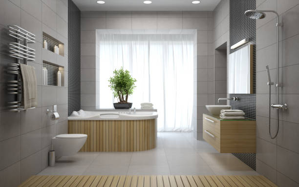 istock Interior of the modern design bathroom 3D rendering 879301884