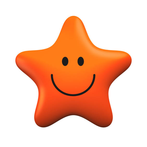 istock Red smiling star isolater on white background 879305054