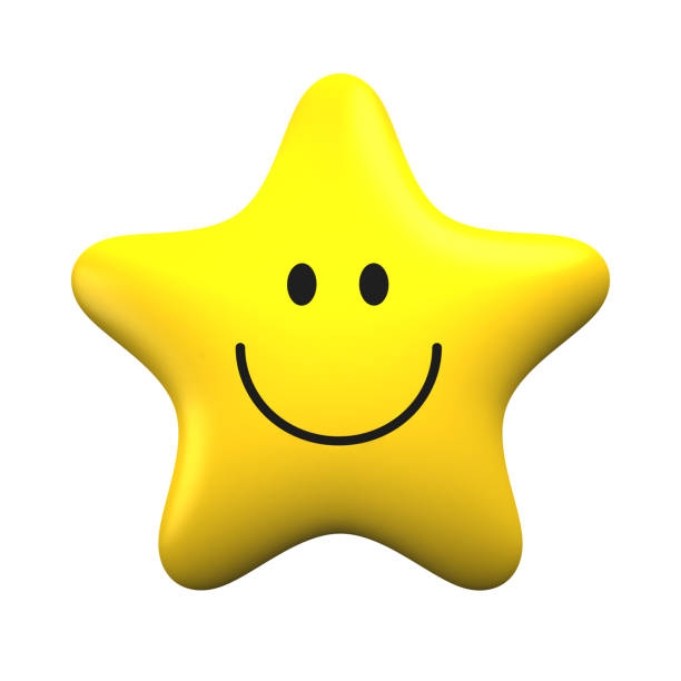 istock Yellow smiling star isolater on white background 879305096
