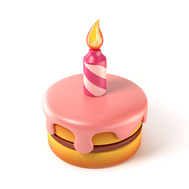 誕生日ケーキ 3 d アイコン イラストを分離しました。 - tin snips ストックフォトと画像