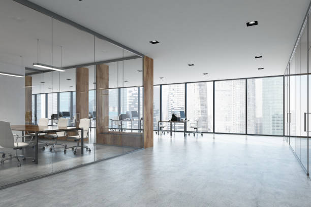 istock White and wood open space and meeting room side 879309346