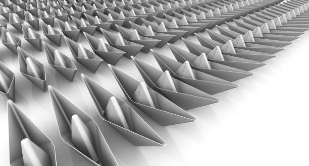 istock Paper ships in the ranks 879311646