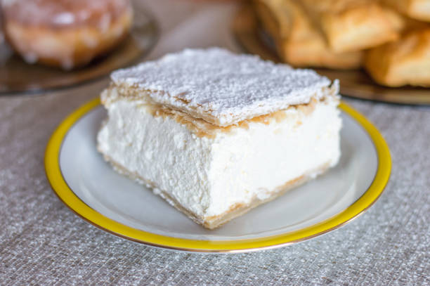 istock Traditional polish cream pie Napoleonka known also as kremowka. 879321748