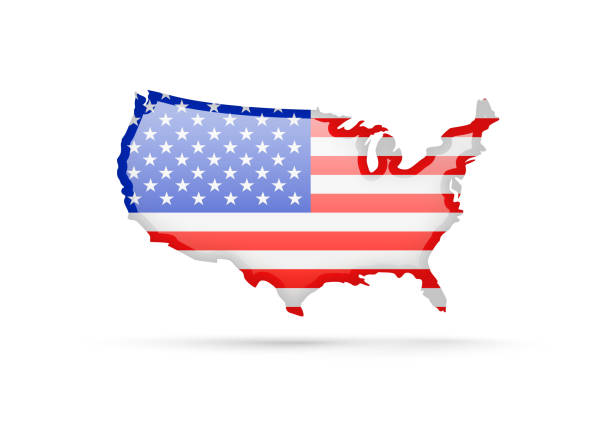 istock US flag in the form of a country outline. 879326502