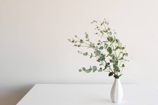 istock Eucalyptus leaves in vase on table 879326786