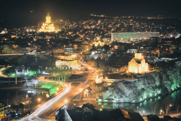 istock top view in Tbilisi at night 879331786