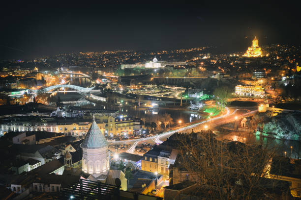 istock Top view in Tbilisi at night 879331842