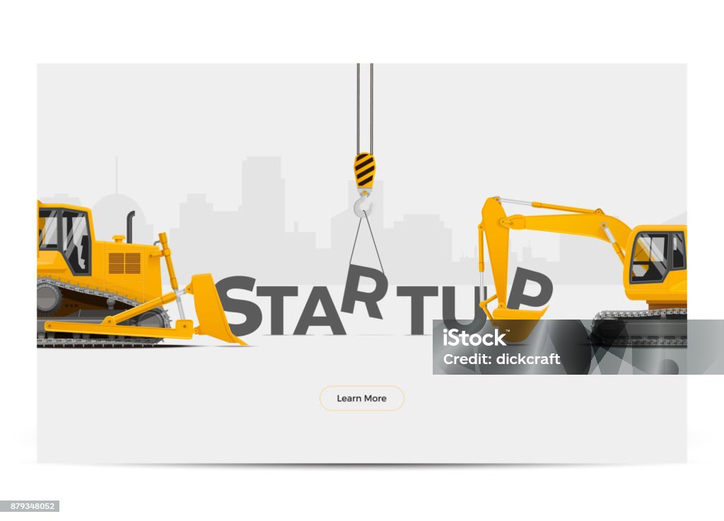 Startup Creation Building Construction Development. Vector Illustration. Startup Creation Building Construction Development. Realistic Vector Illustration. Construction Site stock vector