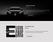 Electric Car Web Banners Template. Modern Styled Vector Illustration.