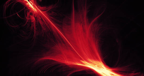 istock Red And Yellow Abstract Lines Curves Particles Background 879350820