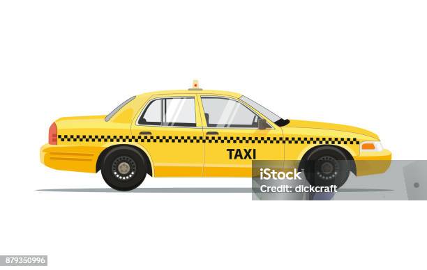 Ilustración de Taxi Amarillo Coche Cabina Aislada Sobre Fondo Blanco Ilustración De Vector y más Vectores Libres de Derechos de Taxi