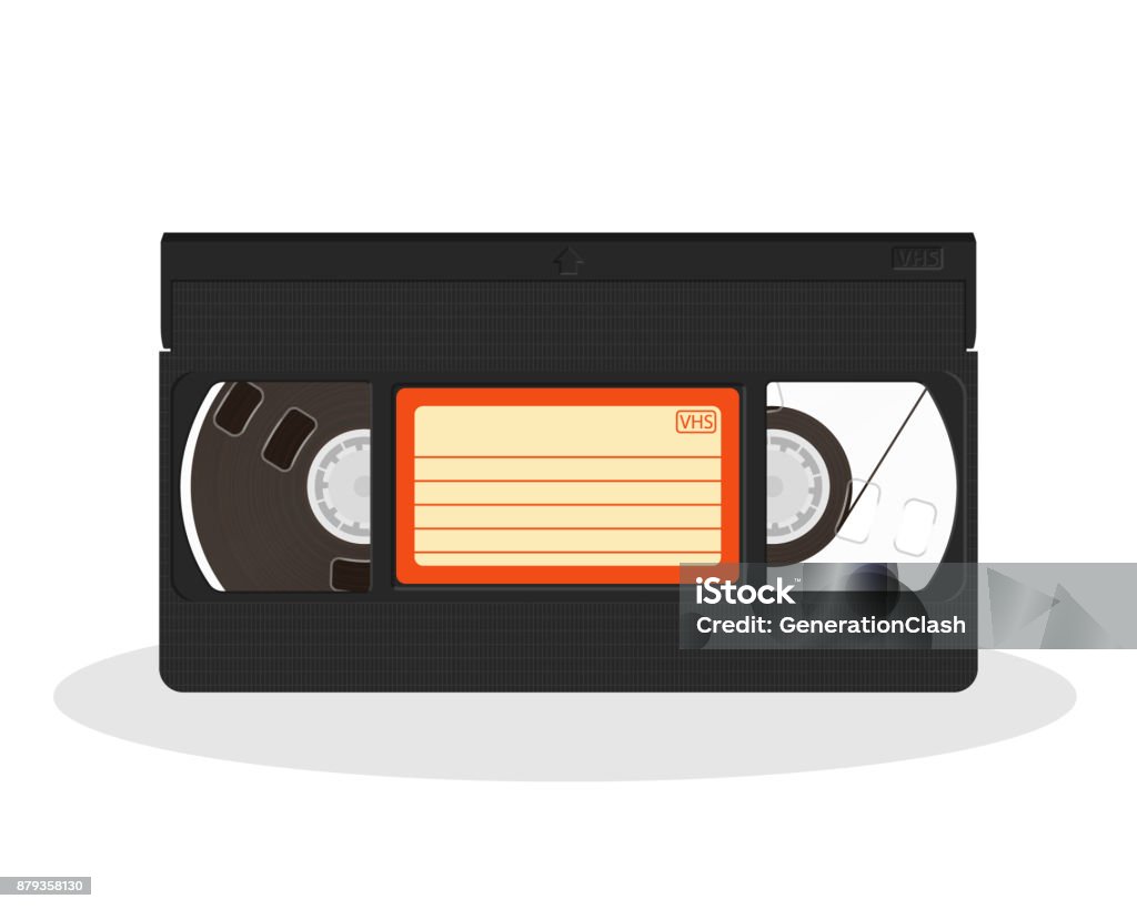 Old video cassette isolated on a white background. Retro style movie storage icon. Vintage record video recorder tape Old video cassette isolated on a white background. Retro style movie storage icon. Vintage record video recorder tape. Vector illustration. Videocassette stock vector