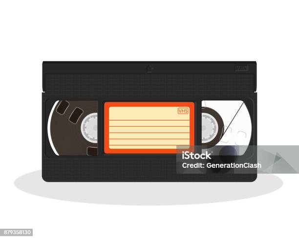 Old Video Cassette Isolated On A White Background Retro Style Movie Storage Icon Vintage Record Video Recorder Tape Stock Illustration - Download Image Now
