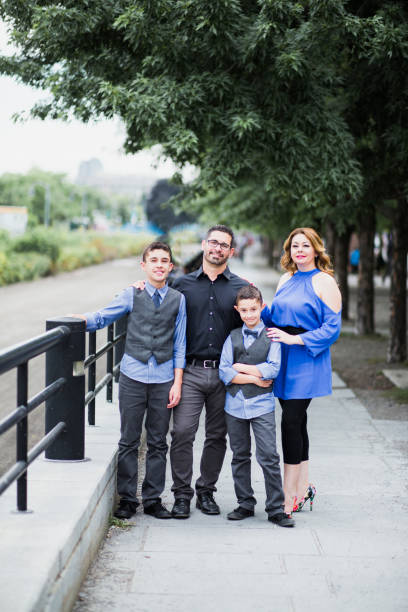 istock Happy mixed race family in Old Montreal 879358566