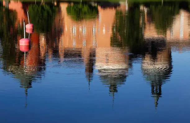 Reflection in the water of the Gripsholm Castle located in Mariefred, Sweden.