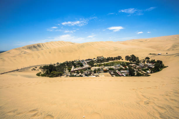 istock Hucachina oasis and sand dunes near Ica, Peru 879364358