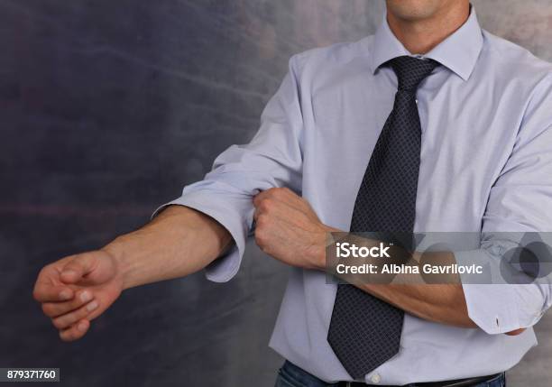 Lets Start Working Businessman Rolling Up Sleeves Stock Photo - Download Image Now