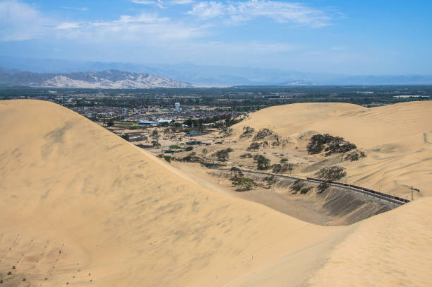 istock Hucachina oasis and sand dunes near Ica, Peru 879371772