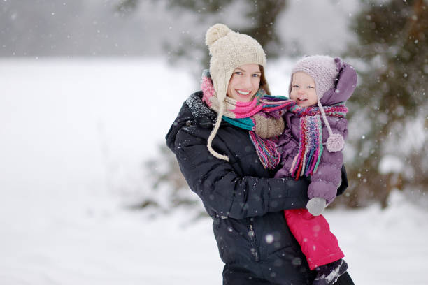 istock Young mother and her daughter at winter day 879385752