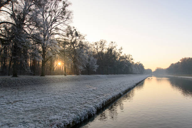 Cold winter day in Nymphenburg park in Munich, Germany
