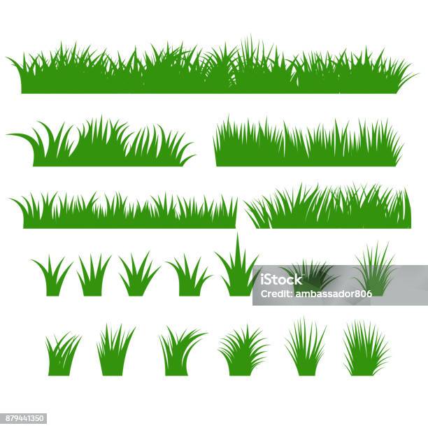 Grass Borders Set Green Tufts Vector Stock Illustration - Download Image Now - Grass, Herb, Vector