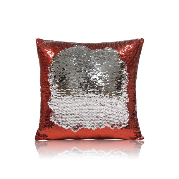 istock Fashion pillow isolated on white background. Shiny cushion for interior decor. Clipping paths object. 879441774