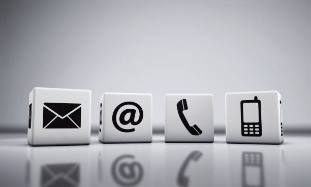 Web Contact Us Icons On Cubes stock photo