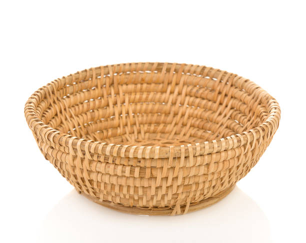istock vintage weave wicker basket isolated on white background 879444804