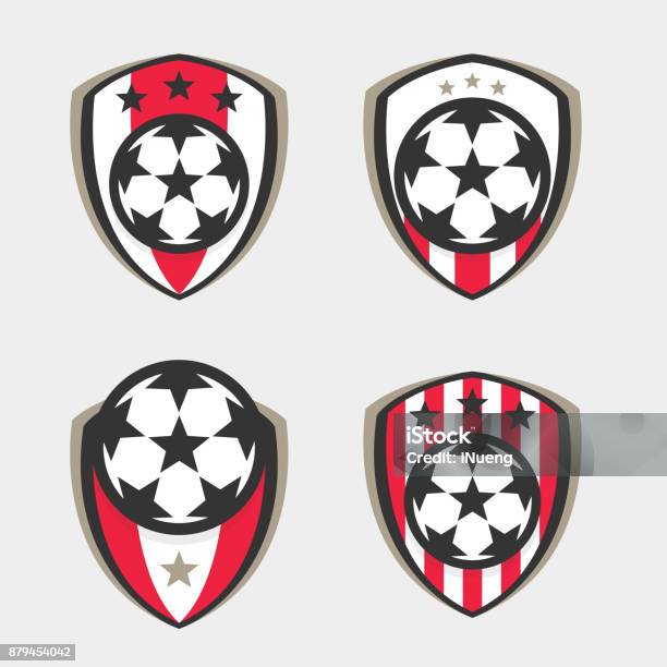 Soccer Icon Or Football Club Sign Badge Set Stock Illustration - Download Image Now - Soccer, Soccer Ball, Star Shape