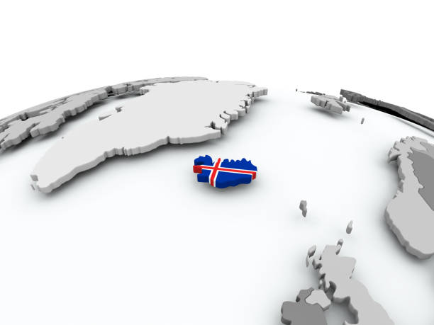 istock Flag of Iceland on globe 879454250
