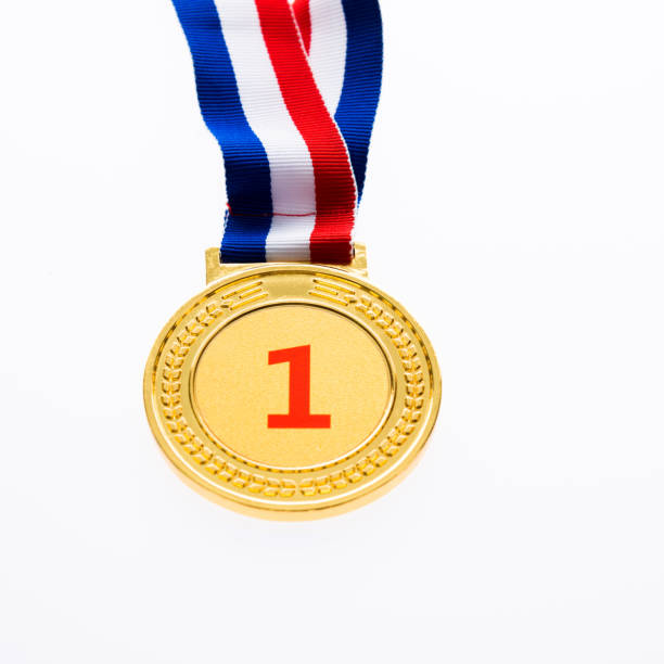 istock Gold medal on white background 879454450