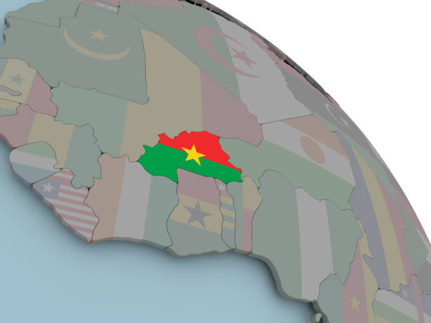 istock Map of Burkina Faso with flag 879454552