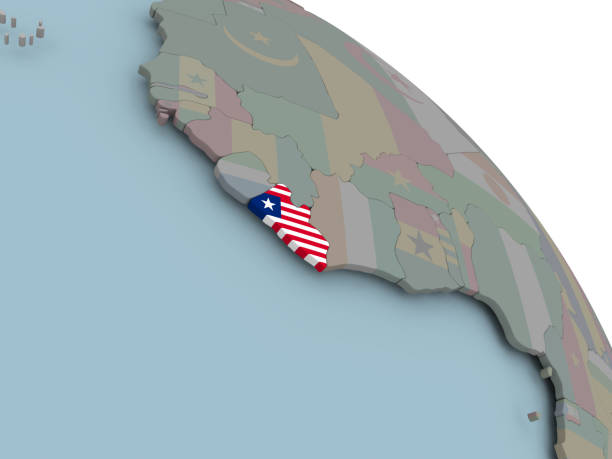 istock Map of Liberia with flag 879454556