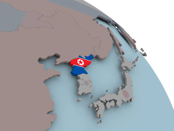 istock Map of North Korea with flag 879454572