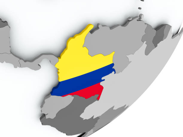istock Flag of Colombia on map 879457882
