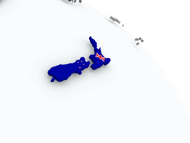 istock Map of New Zealand with flag on globe 879460344