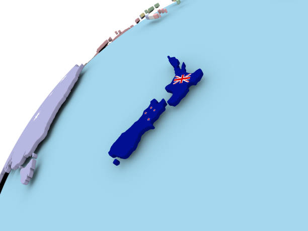istock New Zealand on globe with flag 879463484