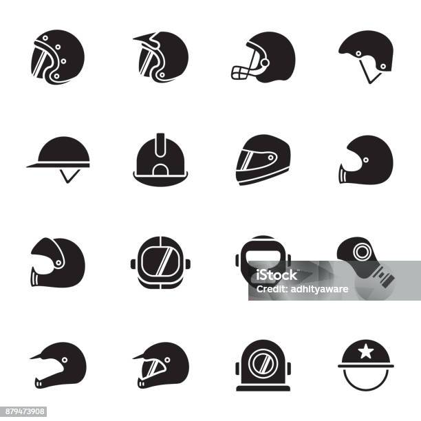 Helmets And Masks Icons Stock Illustration - Download Image Now - Crash Helmet, Motorcycle, Icon Symbol