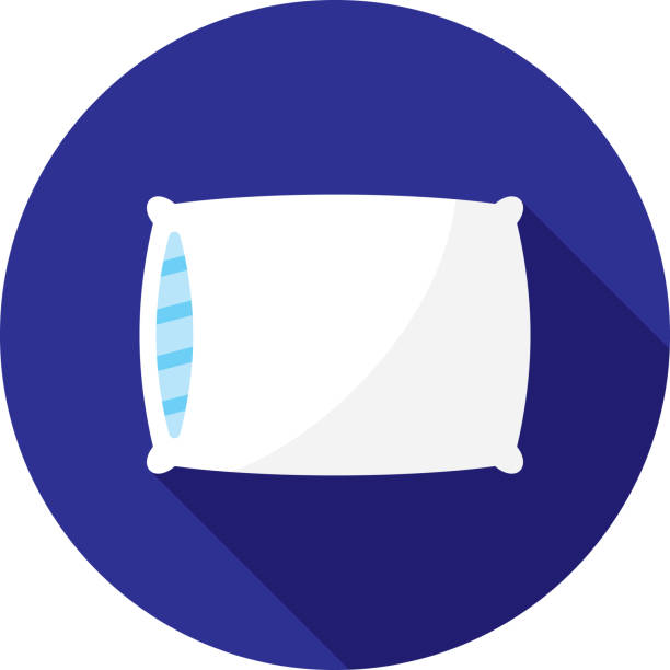 Pillow Icon Flat Vector illustration of a pillow against a blue background in flat style. pillow illustrations stock illustrations