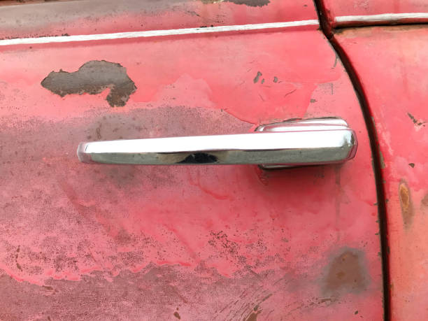 istock Vintage Red Truck Door (Close-Up) 879484912
