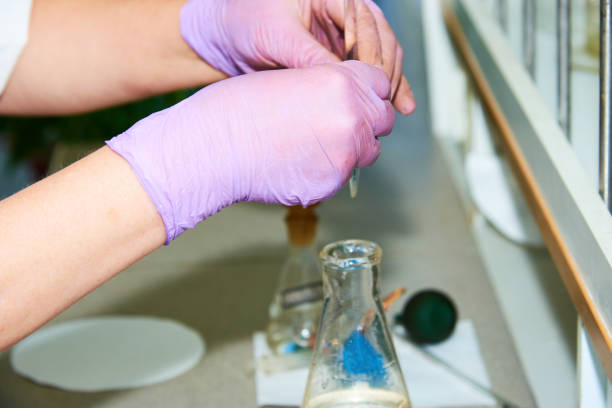 istock Laboratory equipment for oil analysis. 879505368