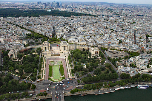 A slice of Paris and the river as seen from the Eiffel tower\