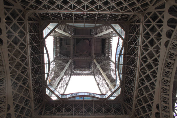 istock Looking up from the bottom of the Eiffel Tower 879508322