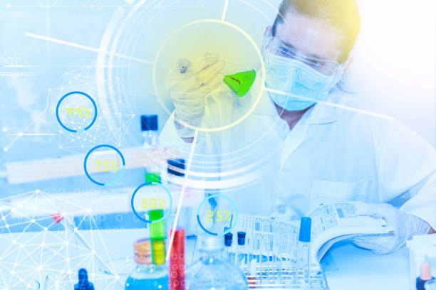 istock Scientist with equipment laboratory for science concept and selective focus. 879520958