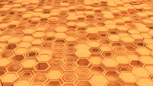 istock Abstract 3d background made of orange hexagons 879524044
