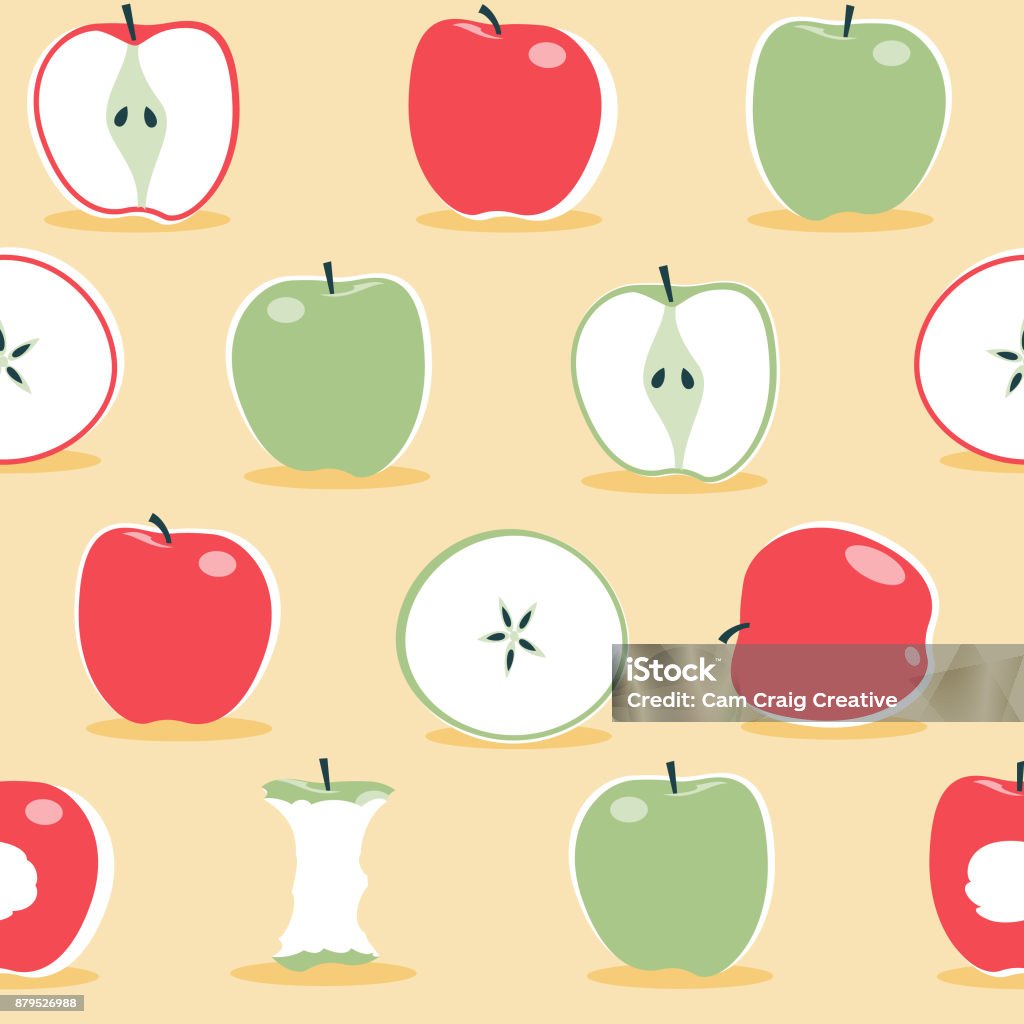 Scandanavian Apples pattern A seamless pattern of apples in the scandinavian style. 1960-1969 stock vector