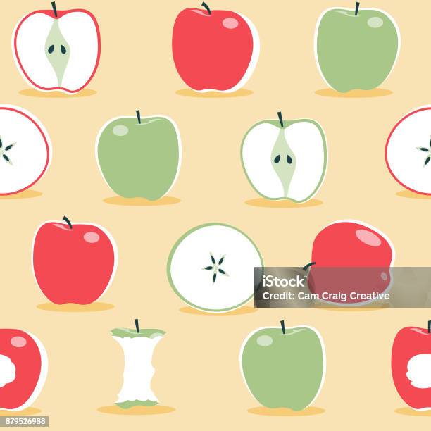 Scandanavian Apples Pattern Stock Illustration - Download Image Now - 1960-1969, 1970-1979, Apple - Fruit