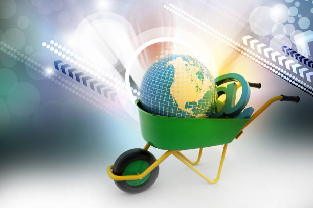 istock Wheelbarrow carrying earth and email sign 879529560